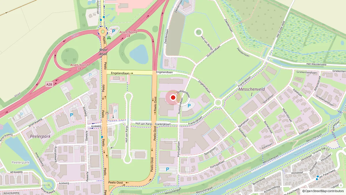 Map of the area showing the location of Resato Waterjet at Duitslandlaan 1 in Assen